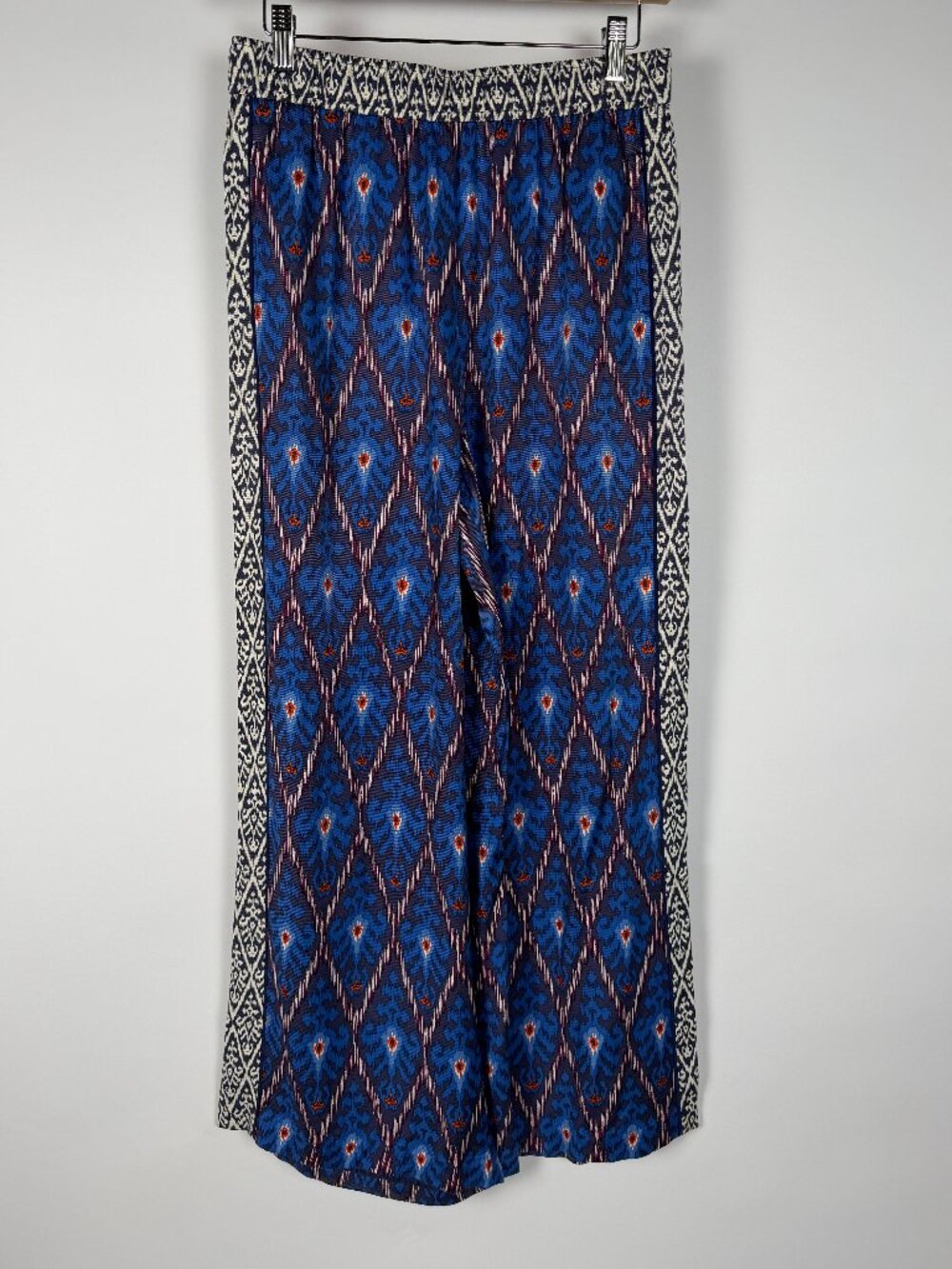 Boho Anthropologie Ikat Wide Leg Pants | Size S Blue Festival